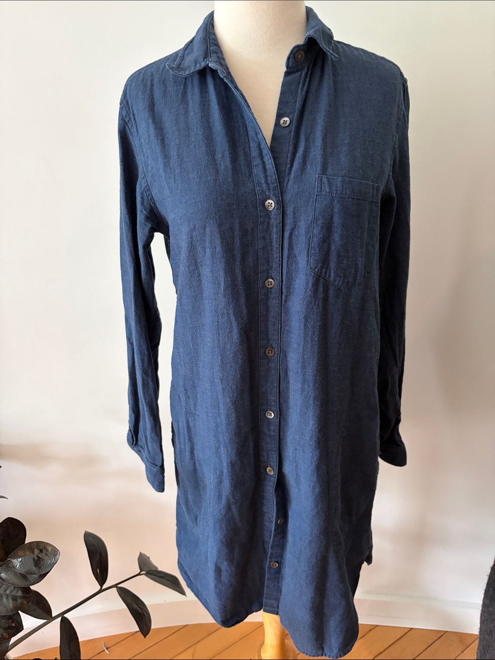 Steven Alan Navy Longline Button-Down Shirtdress Size P